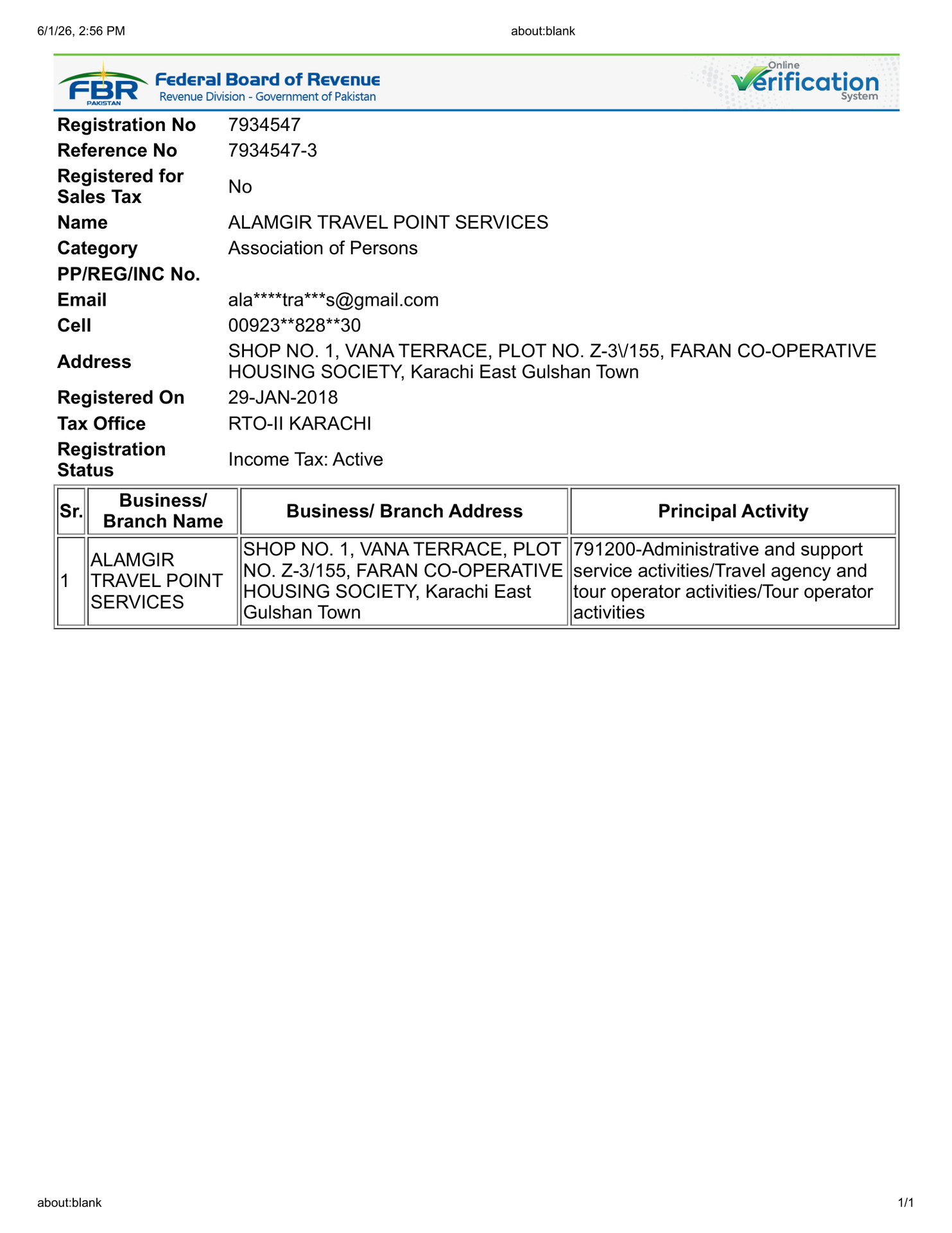 FBR Registered