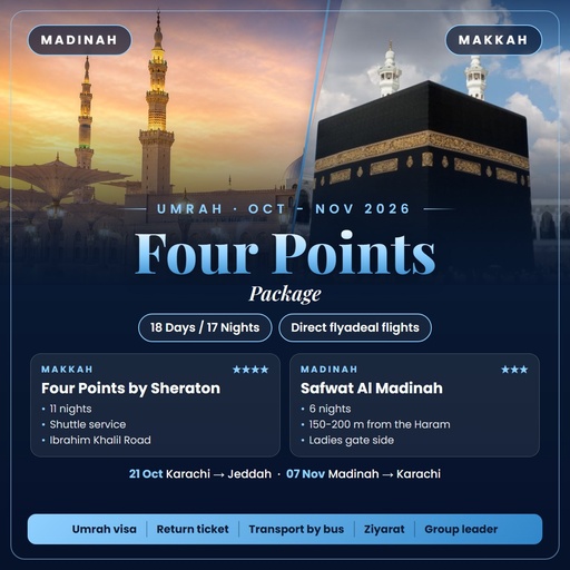 Umrah Oct-Nov 2026 - Four Points Package